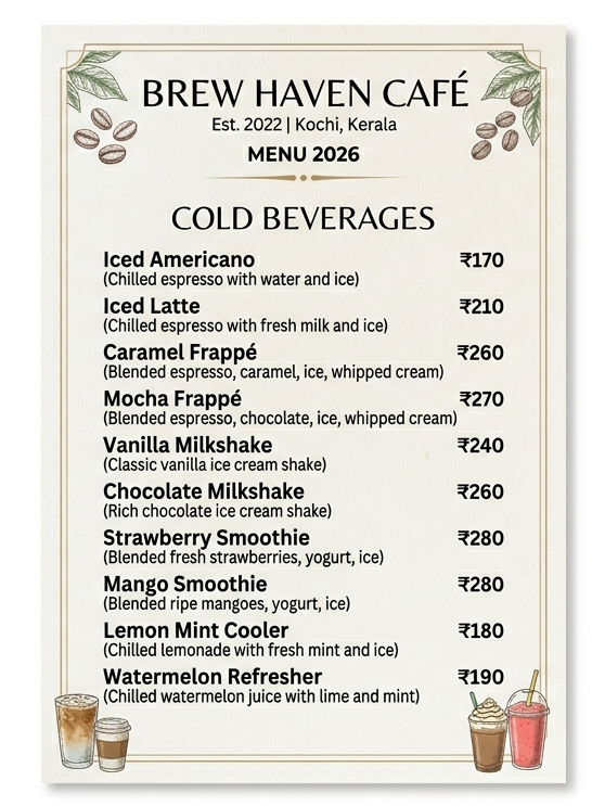Sandwiches Menu